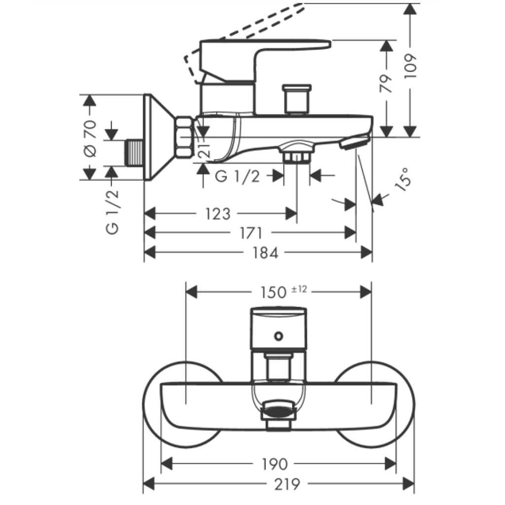 Hansgrohe Vernis Blend jednoručna baterija za kadu • Fontana