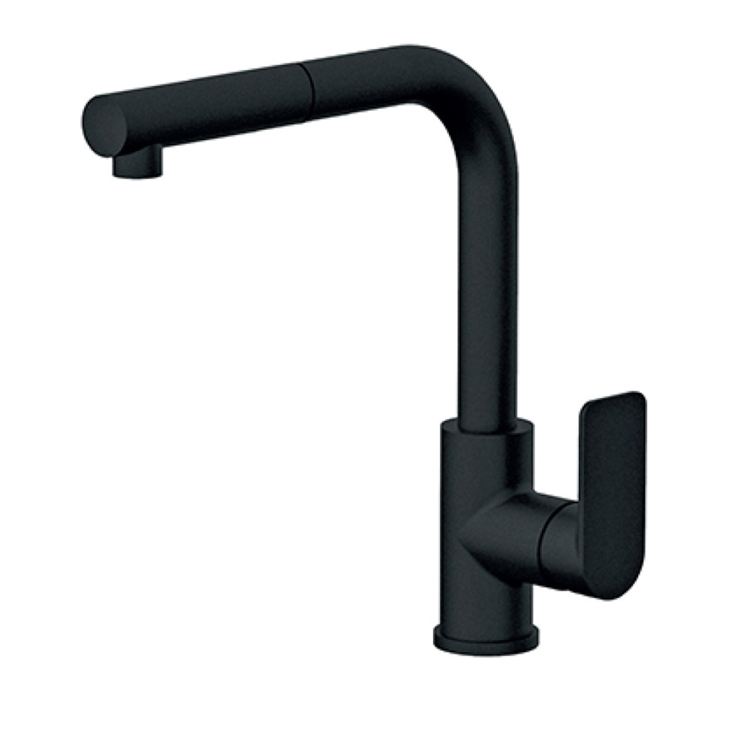 Baterija Rosan S2 black za sudoperu sa 2 cevi i izvlačnim tušem • Fontana