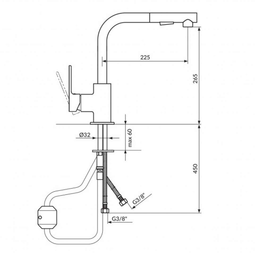 Baterija Rosan S2 black za sudoperu sa 2 cevi i izvlačnim tušem • Fontana