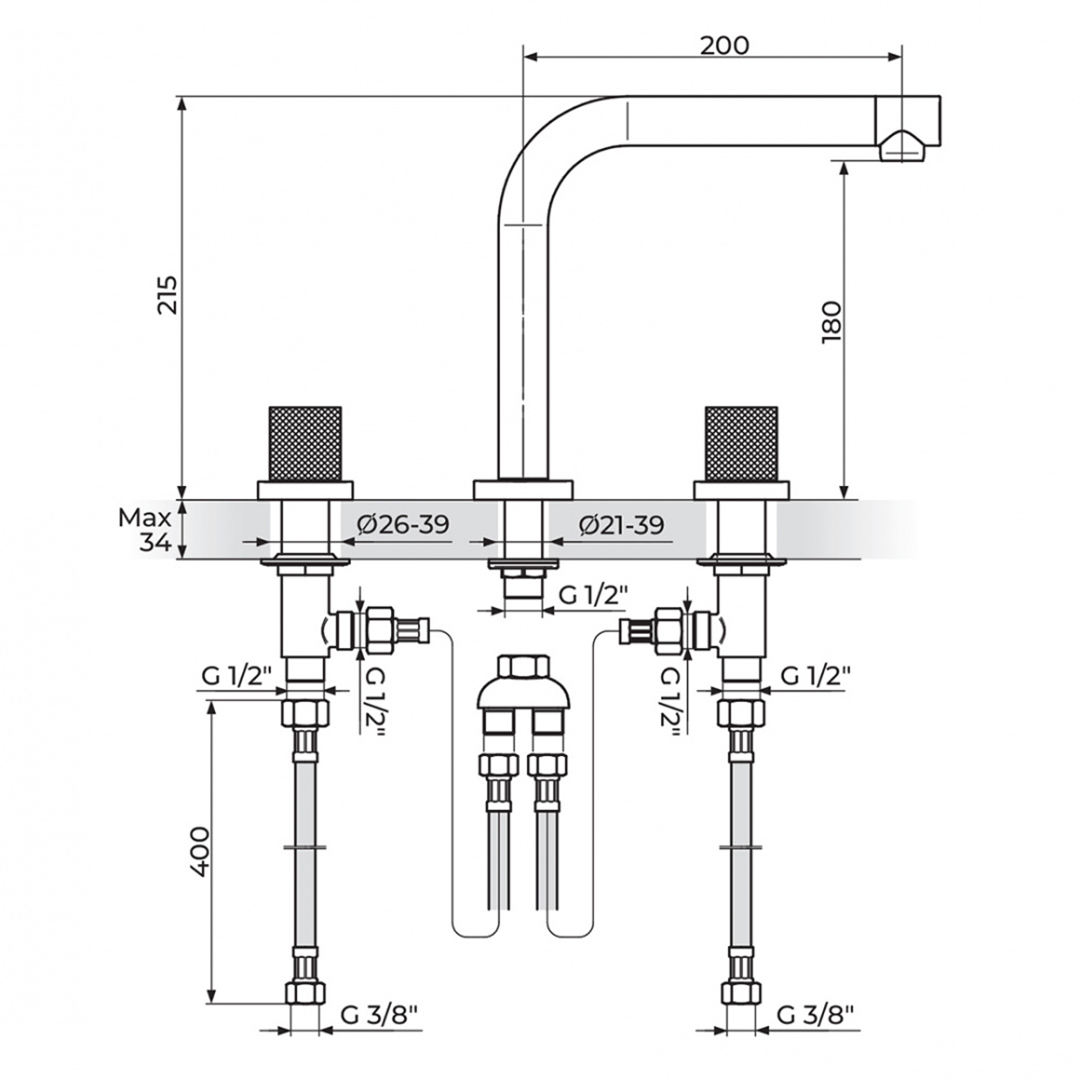 Baterija Rosan S2 za umivaonik podgradna visoka • Fontana