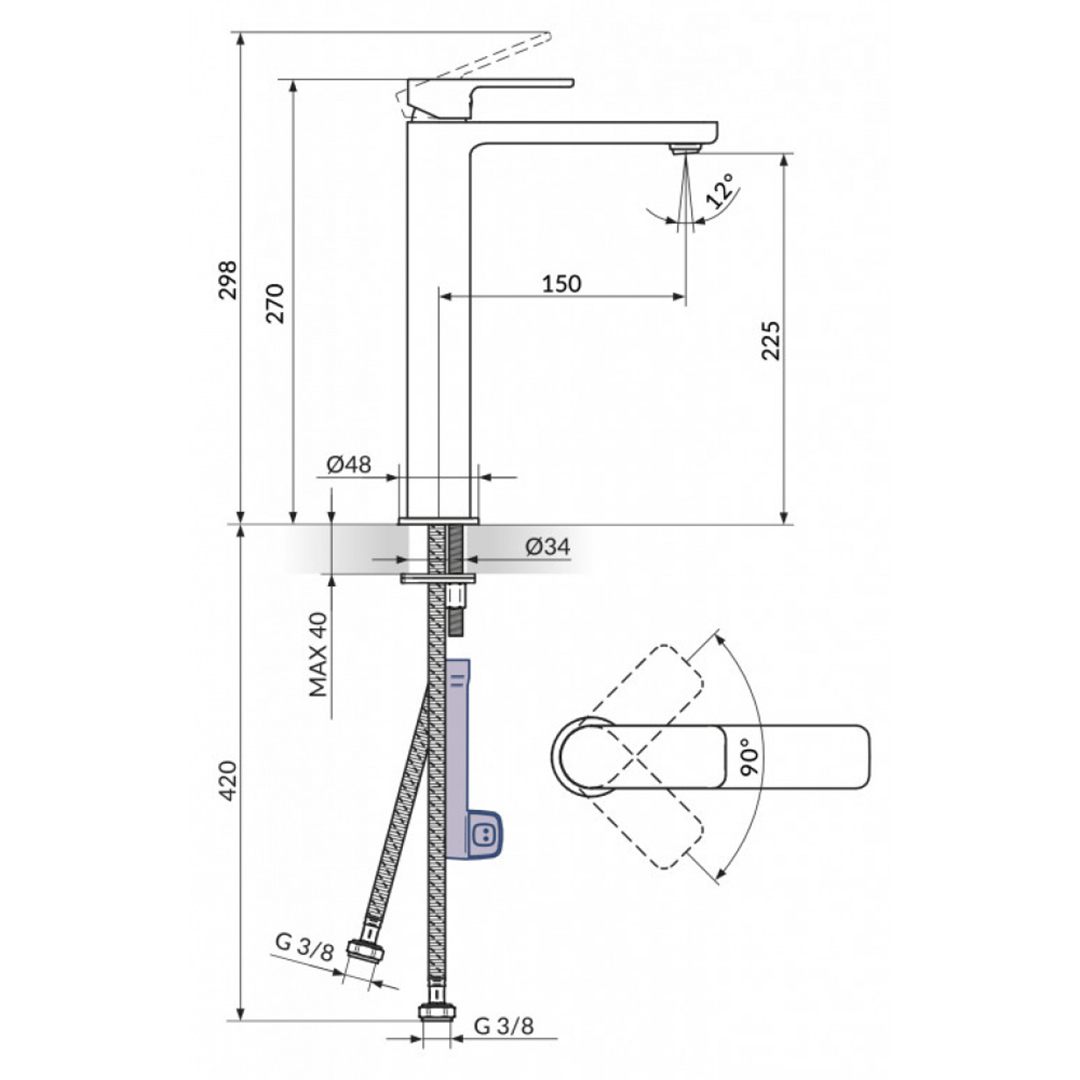 Slavina baterija Stolz S2 visoka za umivaonik • Fontana