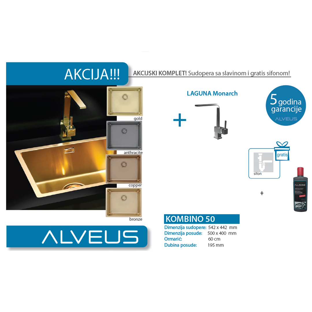 Lož Alveus Set sudopera sa slavinom i sifonom Kombino 50 Monarch • Fontana